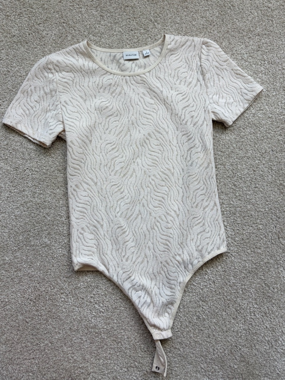 Babaton Cream and Tan Mesh Bodysuit